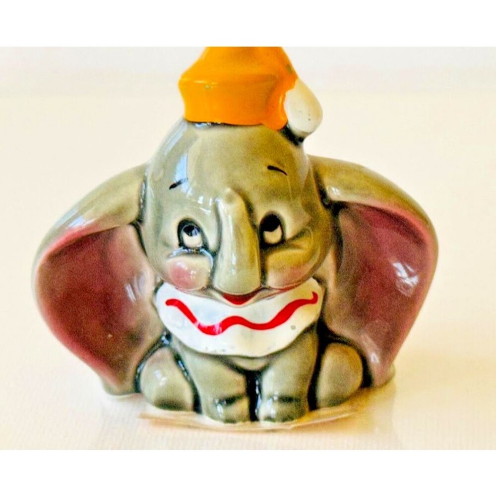 Vintage Dumbo Walt Disney Ceramic Figurine Japan Yellow Hat Glossy 2.5" T X 2" W